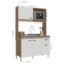 Cozinha Compacta Veneto 122cm 4 Portas e 1 Gaveta Castani/Off White - Indékes