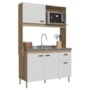 Cozinha Compacta Veneto 122cm 4 Portas e 1 Gaveta Castani/Off White - Indékes
