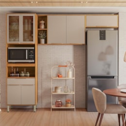 Cozinha Completa 3 Peças com Paneleiro 1 Forno Plena Cinamon/Nude Prime TX - Demóbile