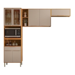 Cozinha Completa 3 Peças com Paneleiro 1 Forno Plena Cinamon/Nude Prime TX - Demóbile