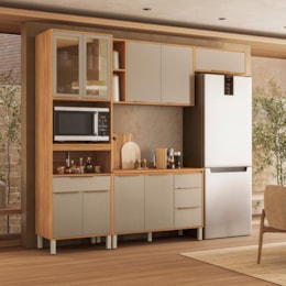 Cozinha Completa 4 Peças com Paneleiro 1 Forno Plena Cinamon/Nude Prime TX - Demóbile