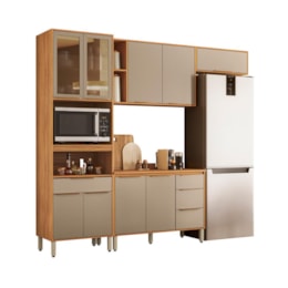 Cozinha Completa 4 Peças com Paneleiro 1 Forno Plena Cinamon/Nude Prime TX - Demóbile