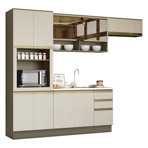 Cozinha Completa 4 Peças Connect com Torre Quente e Rodapé Duna/Cristal - Móveis Henn 