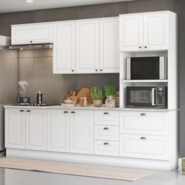 Cozinha Completa 5 Peças Americana com Torre Quente 2 Fornos Branco - Móveis Henn  Cozinha Completa 5 Peças Americana com Torre Quente 2 Fornos Branco - Móveis Henn