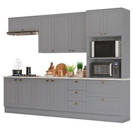 Cozinha Completa 5 Peças Americana com Torre Quente 2 Fornos Cinza - Móveis Henn Cozinha Completa 5 Peças Americana com Torre Quente 2 Fornos Cinza - Móveis Henn