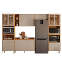 Cozinha Completa 5 Peças com Paneleiro 1 Forno e Paneleiro Duplo Forno Plena Cinamon/Nude Prime TX - Demóbile