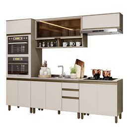 Cozinha Completa 5 Peças Connect Duna/Cristal com Aéreo Basculante Vidro - Móveis Henn