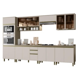 Cozinha Completa 7 Peças Connect Duna/Cristal com Torre Quente e Aéreo Vidro - Móveis Henn Cozinha Completa 7 Peças Connect Duna/Cristal com Torre Quente e Aéreo Vidro - Móveis Henn