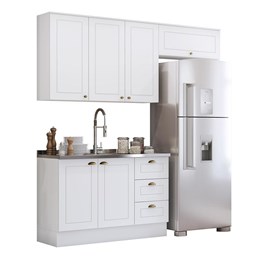 Cozinha Completa Americana 3 Peças Branco - Móveis Henn Cozinha Completa Americana 3 Peças Branco - Móveis Henn