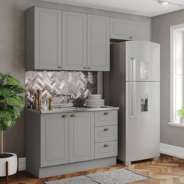 Cozinha Completa Americana 3 Peças Cinza - Móveis Henn Cozinha Completa Americana 3 Peças Cinza - Móveis Henn