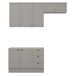 Cozinha Completa Americana 3 Peças Cinza - Móveis Henn Cozinha Completa Americana 3 Peças Cinza - Móveis Henn