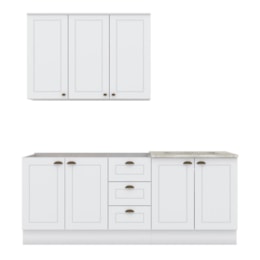 Cozinha Completa Americana 3 Peças com Aéreo 3 Portas Branco - Móveis Henn Cozinha Completa Americana 3 Peças com Aéreo 3 Portas Branco - Móveis Henn