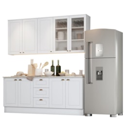 Cozinha Completa Americana 4 Peças Branco com Tampo - Móveis Henn Cozinha Completa Americana 4 Peças Branco com Tampo - Móveis Henn