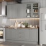 Cozinha Completa Americana 4 Peças Cinza/Nature com Tampo - Móveis Henn