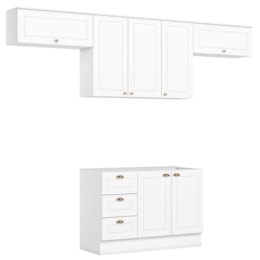 Cozinha Completa Americana 4 Peças com Balcão 120cm Branco sem Tampo - Móveis Henn