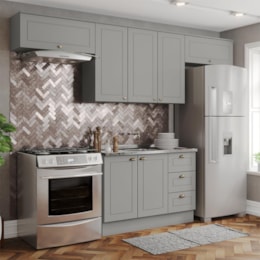 Cozinha Completa Americana 4 Peças com Balcão 120cm Cinza sem Tampo - Móveis Henn