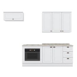 Cozinha Completa Americana 4 Peças com Balcão Forno de Embutir Branco e Tampo Cooktop - Móveis Henn  