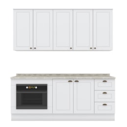 Cozinha Completa Americana 4 Peças com Balcão Forno de Embutir Branco - Móveis Henn Cozinha Completa Americana 4 Peças com Balcão Forno de Embutir Branco - Móveis Henn