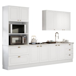 Cozinha Completa Americana 4 Peças com Torre Quente 2 Fornos Branco - Móveis Henn Cozinha Completa Americana 4 Peças com Torre Quente 2 Fornos Branco - Móveis Henn