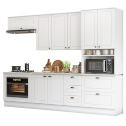 Cozinha Completa Americana 5 Peças com Balcão Forno de Embutir Branco - Móveis Henn Cozinha Completa Americana 5 Peças com Balcão Forno de Embutir Branco - Móveis Henn