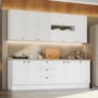 Cozinha Completa Americana 7 Peças Branco com Tampo - Móveis Henn