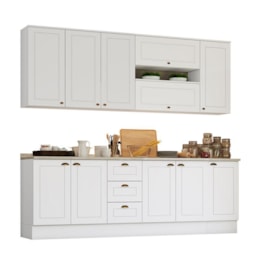 Cozinha Completa Americana 7 Peças Branco com Tampo - Móveis Henn Cozinha Completa Americana 7 Peças Branco com Tampo - Móveis Henn