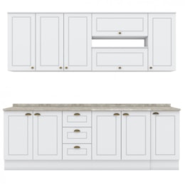 Cozinha Completa Americana 9 Peças sem Vidro Branco - Móveis Henn  Cozinha Completa Americana 9 Peças sem Vidro Branco - Móveis Henn