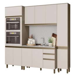 Cozinha Completa Connect 4 Peças Duna/Cristal - Móveis Henn Cozinha Completa Connect 4 Peças Duna/Cristal - Móveis Henn