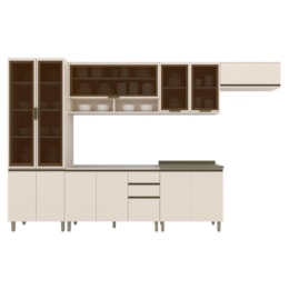 Cozinha Completa Connect 6 Peças Off White com Cristaleira - Móveis Henn Cozinha Completa Connect 6 Peças Off White com Cristaleira - Móveis Henn