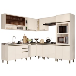 Cozinha Completa de Canto 11 Peças Connect Off White - Móveis Henn Cozinha Completa de Canto 11 Peças Connect Off White - Móveis Henn