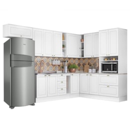 Cozinha Completa de Canto Americana 10 Peças com Torre Quente Branco - Móveis Henn Cozinha Completa de Canto Americana 10 Peças com Torre Quente Branco - Móveis Henn