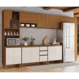 Cozinha Completa Venaly 7 Peças com Torre Quente 1 Forno e Paneleiro Cinamomo/Off White - Móveis Henn