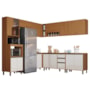 Cozinha Completa Venaly 8 Peças com Balcão, Tampo e Aéreo Basculante 80cm Cinamomo/Off White - Móveis Henn