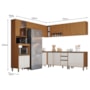 Cozinha Completa Venaly 8 Peças com Balcão, Tampo e Aéreo Basculante 80cm Cinamomo/Off White - Móveis Henn