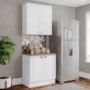 Cozinha Modulada Americana 2 Peças Aéreo e Balcão 80cm Branco/Nature com Tampo MDP - Móveis Henn