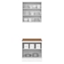 Cozinha Modulada Americana 2 Peças Aéreo e Balcão 80cm Branco/Nature com Tampo MDP - Móveis Henn