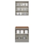 Cozinha Modulada Americana 2 Peças Aéreo e Balcão 80cm Cinza/Nature com Tampo MDP - Móveis Henn