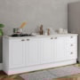 Cozinha Modulada Americana 2 Peças Balcões 120cm e 80cm Branco/Calcare com Tampos MDP - Móveis Henn