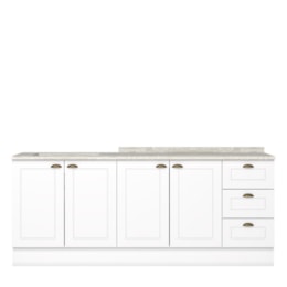Cozinha Modulada Americana 2 Peças Balcões 120cm e 80cm Branco/Calcare com Tampos MDP - Móveis Henn