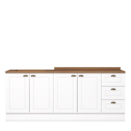Cozinha Modulada Americana 2 Peças Balcões 120cm e 80cm Branco/Nature com Tampos MDP - Móveis Henn