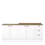 Cozinha Modulada Americana 2 Peças Balcões 120cm e 80cm Branco/Nature com Tampos MDP - Móveis Henn