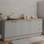 Cozinha Modulada Americana 2 Peças Balcões 120cm e 80cm Cinza/Nature com Tampos MDP - Móveis Henn