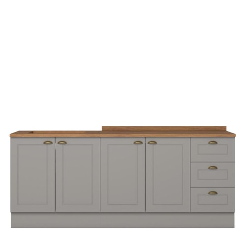 Cozinha Modulada Americana 2 Peças Balcões 120cm e 80cm Cinza/Nature com Tampos MDP - Móveis Henn