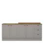 Cozinha Modulada Americana 2 Peças Balcões 120cm e 80cm Cinza/Nature com Tampos MDP - Móveis Henn