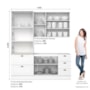 Cozinha Modulada Americana 3 Peças com Balcão 120cm sem Tampo Branco/Calcare - Móveis Henn