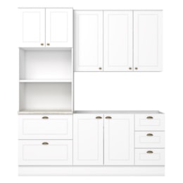 Cozinha Modulada Americana 3 Peças com Balcão 120cm sem Tampo Branco/Calcare - Móveis Henn