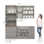 Cozinha Modulada Americana 3 Peças com Balcão 120cm sem Tampo Cinza/Nature - Móveis Henn