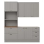 Cozinha Modulada Americana 3 Peças com Balcão 120cm sem Tampo Cinza/Nature - Móveis Henn