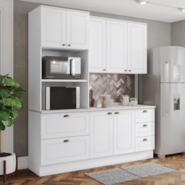Cozinha Modulada Americana 3 Peças com Torre Quente 2 Fornos Branco/Calcare - Móveis Henn