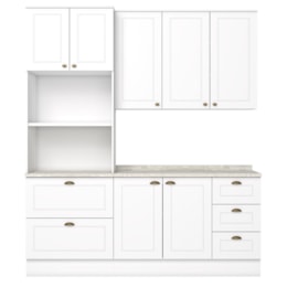 Cozinha Modulada Americana 3 Peças com Torre Quente 2 Fornos Branco/Calcare - Móveis Henn